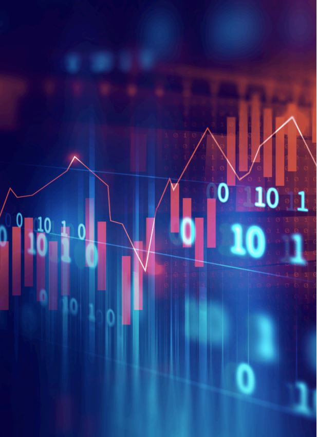 Digital data and financial graph visualization